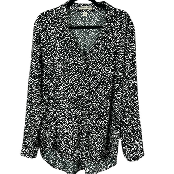 Alexander Jordan Black and White Buttoned Long Sleeve Blouse Size XL - Picture 1 of 9